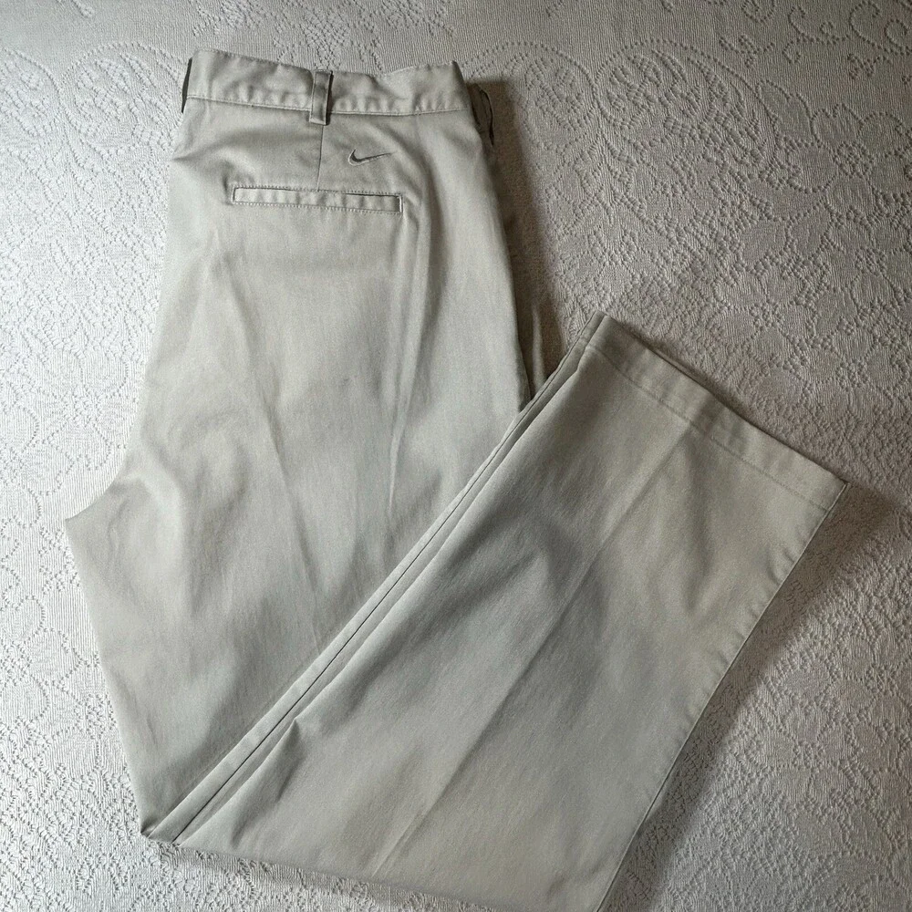 Nike Men's Golf Pants Size 40x32 Khaki Dri-Fit RN#56323 Preppy Dress